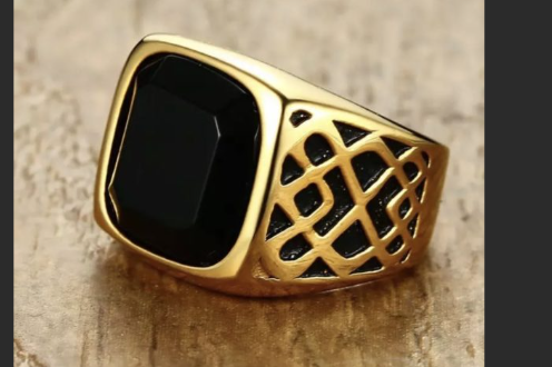 Men Ring Vintage Fashion Gold Tone Titanium Steel