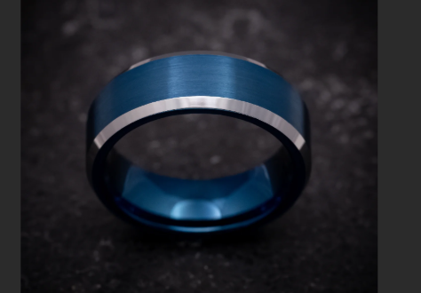 silver Ring with Blue Anodized Color